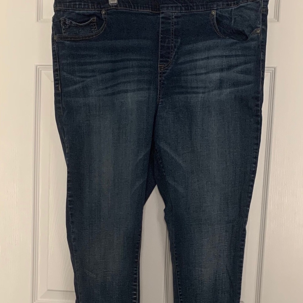 Dark wash pull on jeans